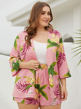 Load image into Gallery viewer, Women Plus Size Cardigan Top+Wide-leg High-waist Shorts Two-piece Printed Women Set